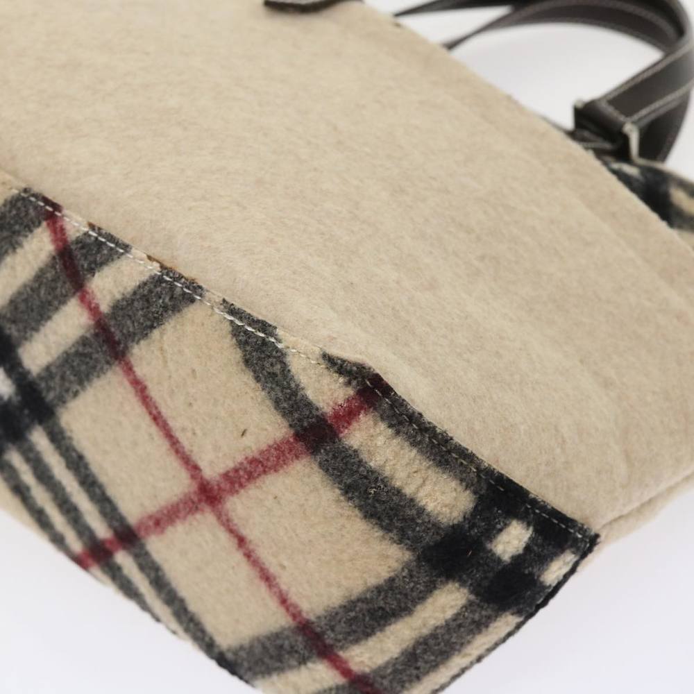 BURBERRY Nova Check Blue Label Tote Bag Wool Beige Auth bs6452 - Picture 9 of 16